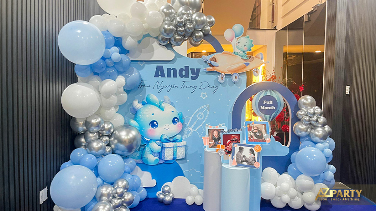 Chi tiết phụ kiện decor trang trí thôi nôi bé Andy do AZparty thực hiện tại TP.HCM