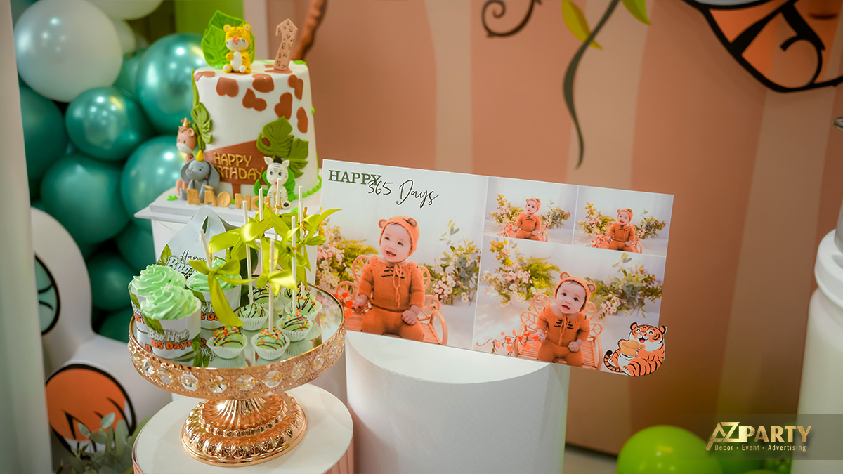 Trang trí bong bóng nghệ thuật làm điểm nhấn cho không gian tiệc thôi nôi