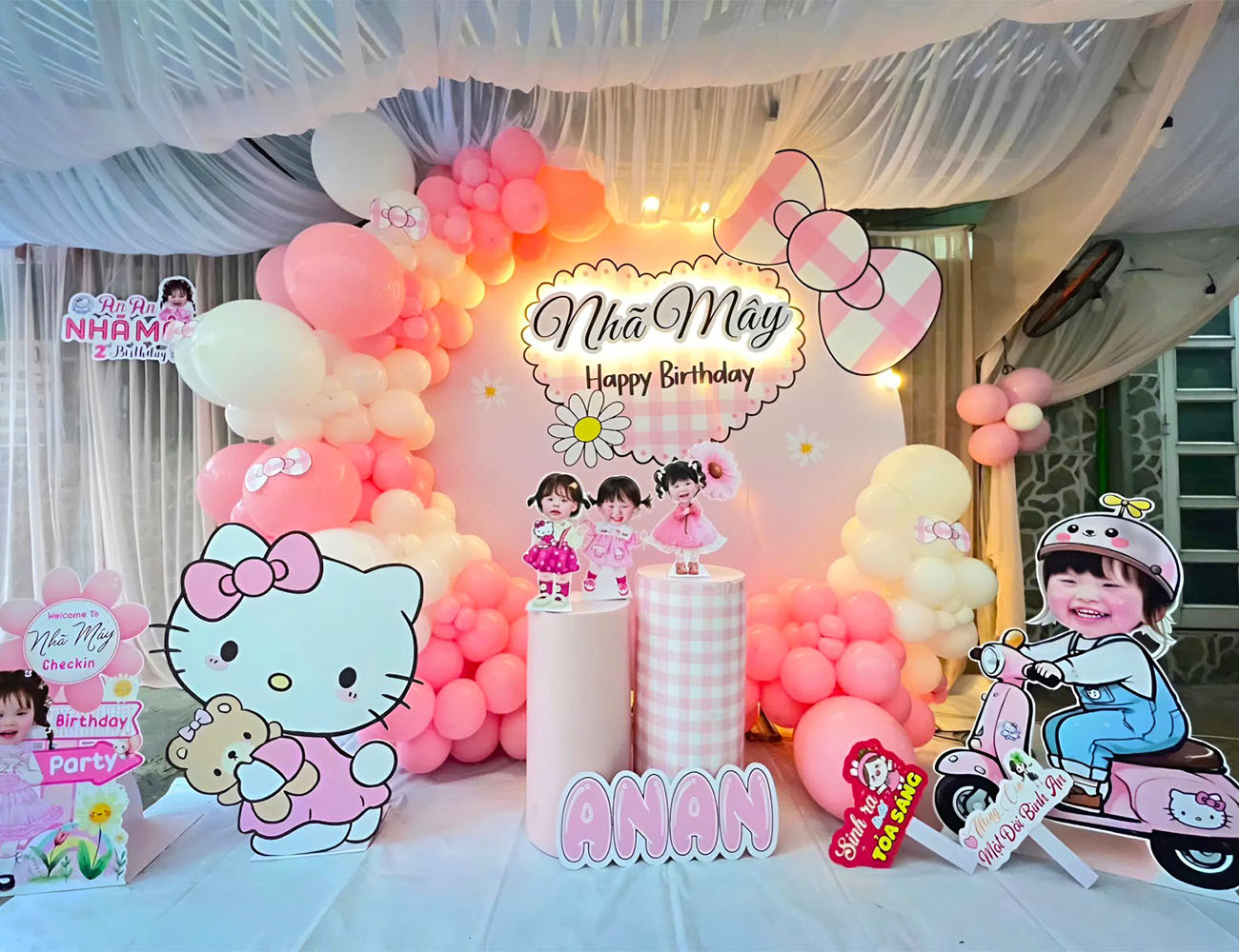 Mẫu Trang Trí Sinh Nhật Hello Kitty Dễ Thương Cho Bé Gái