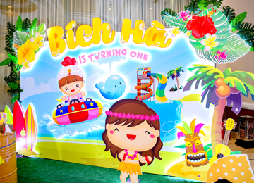 Trang trí sinh nhật bé Bích Hà- chủ đề kỳ nghỉ Hawaii