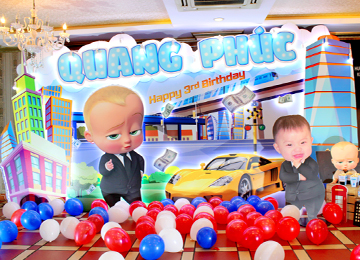 Trang trí sinh nhật 3 tuổi bé trai Quang Phúc- chủ đề Baby Boss