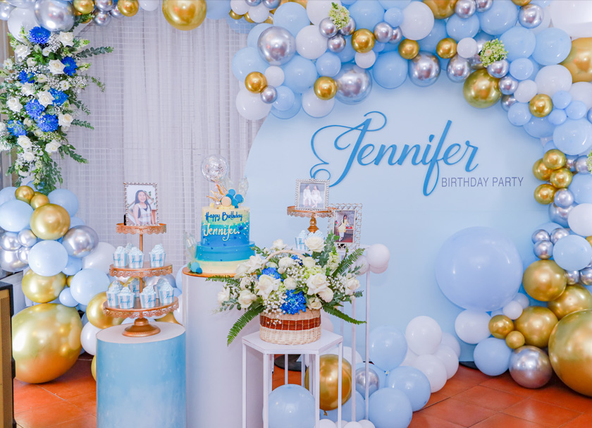 Trang trí sinh nhật bé Jennifer 11 tuổi – Tone Baby Blue