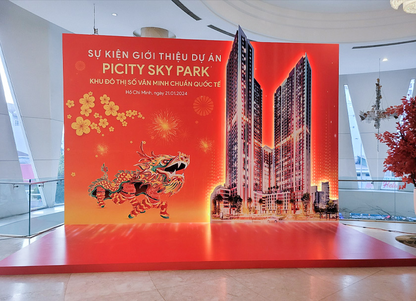 Booth sự kiện giới thiệu dự án Picity Sky Park năm 2024