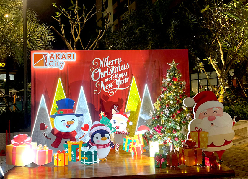 Chung cư Akari City ngập tràn sắc màu với tiểu cảnh Noel ấn tượng