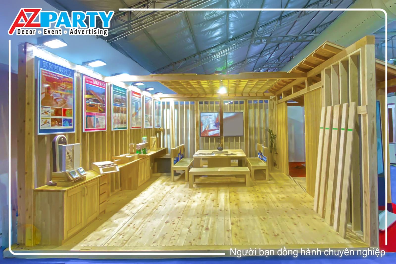 booth được thi công bằng gỗ