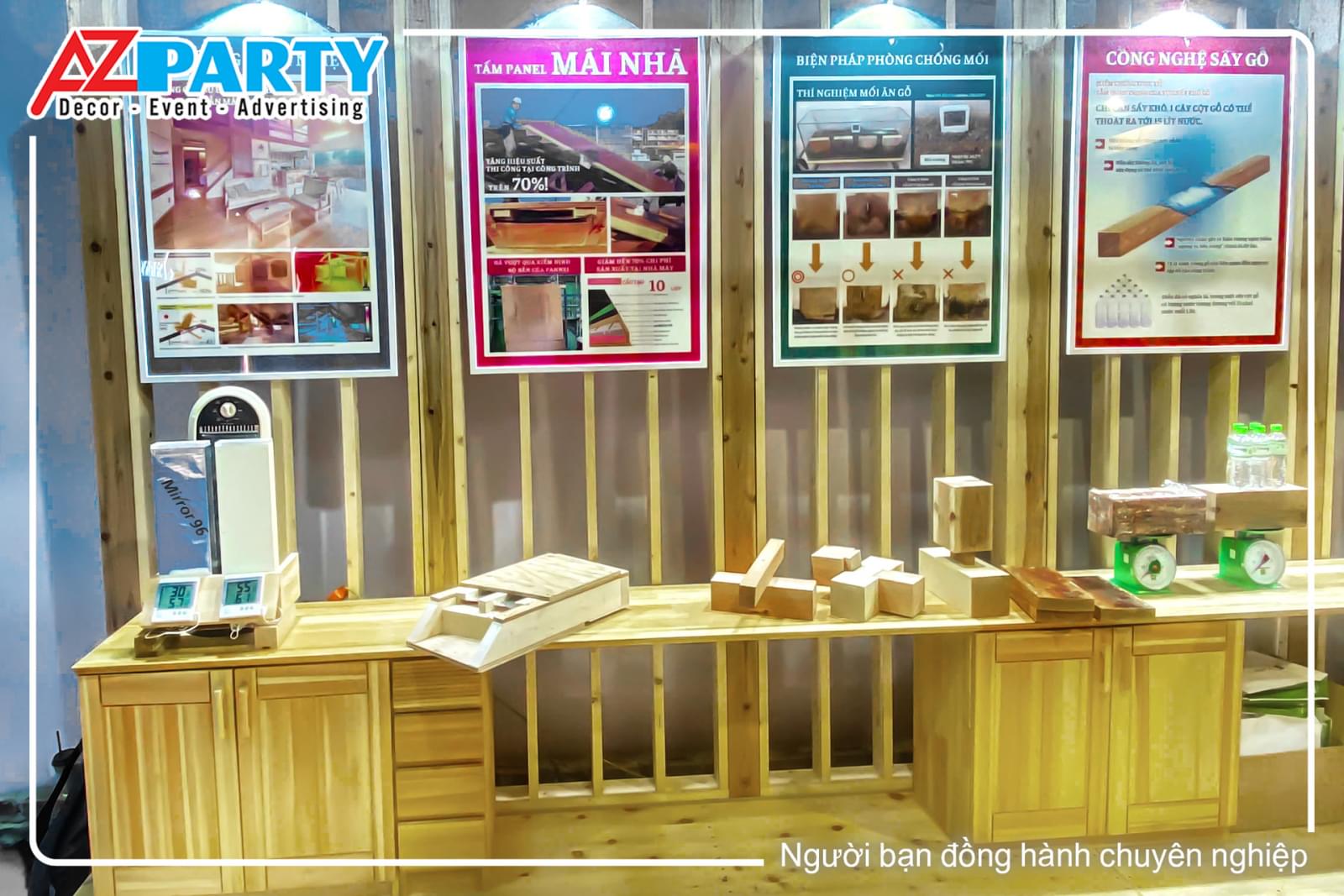 gian hàng gỗ mang đến một không gian trưng bày độc đáo