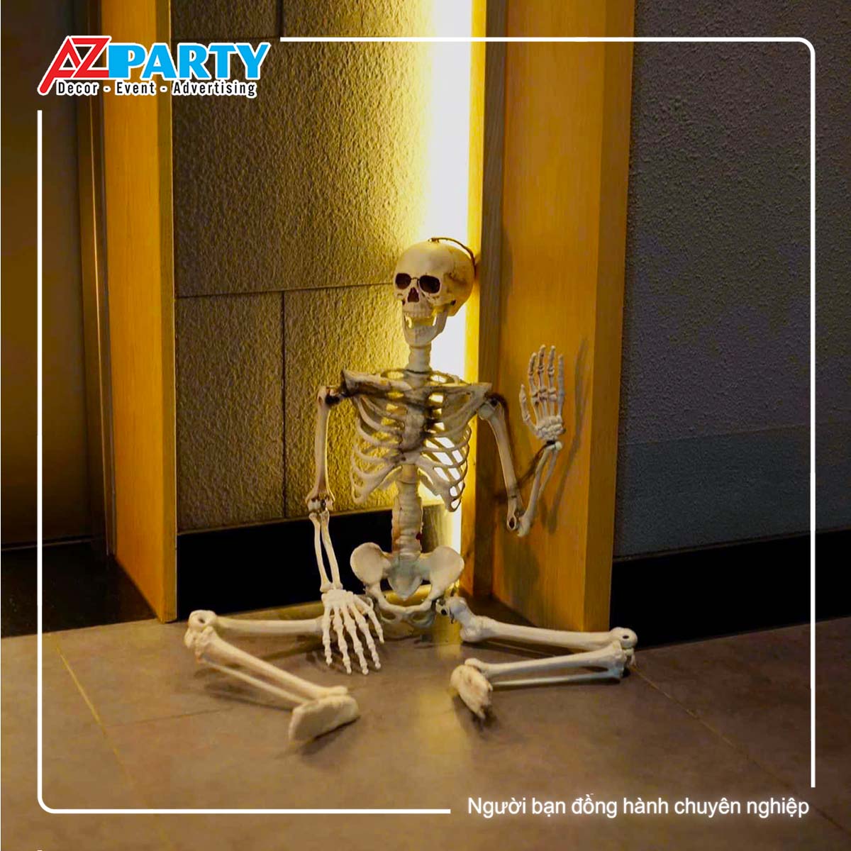 bộ xương khô đặt tại góc phòng