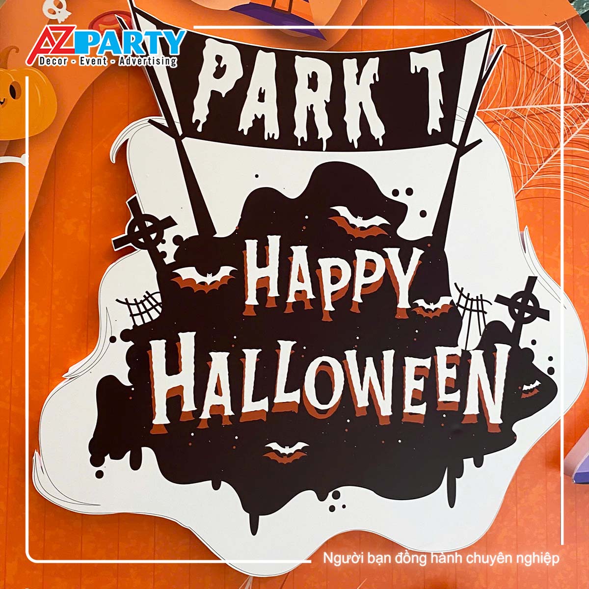dòng chữ park 7 halloween nổi bật tại tiểu cảnh