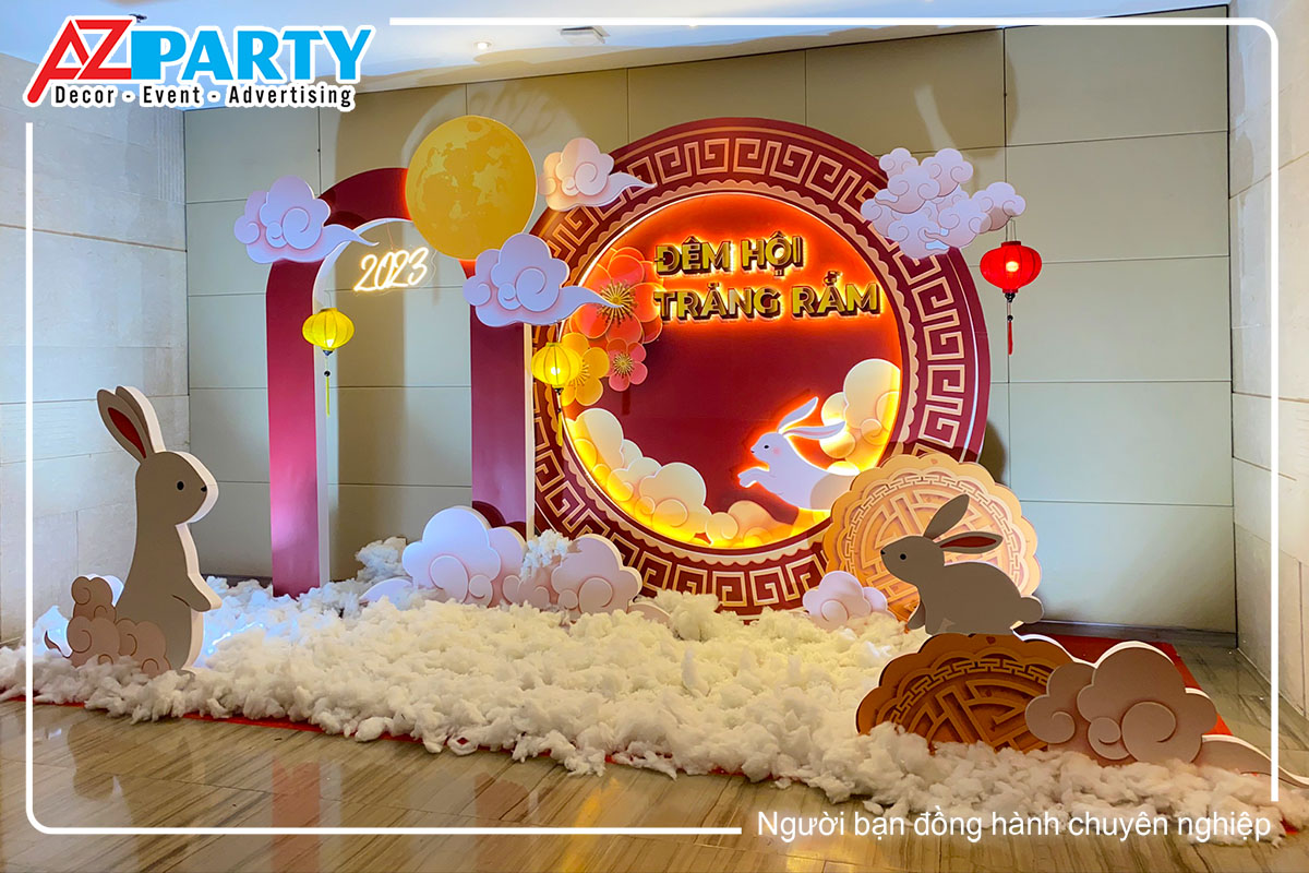 toàn cảnh backdrop check in trong tiệc trung thu
