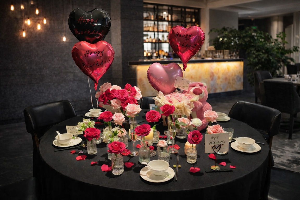 Trang trí valentine tại nhà hàng lãng mạn