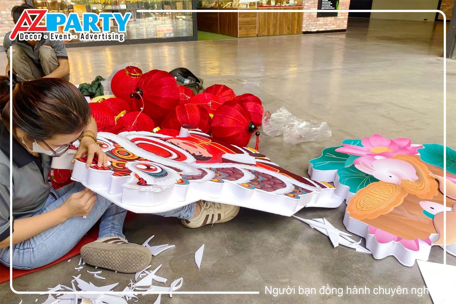 Đội ngũ AZparty thi công tỉ mỉ 