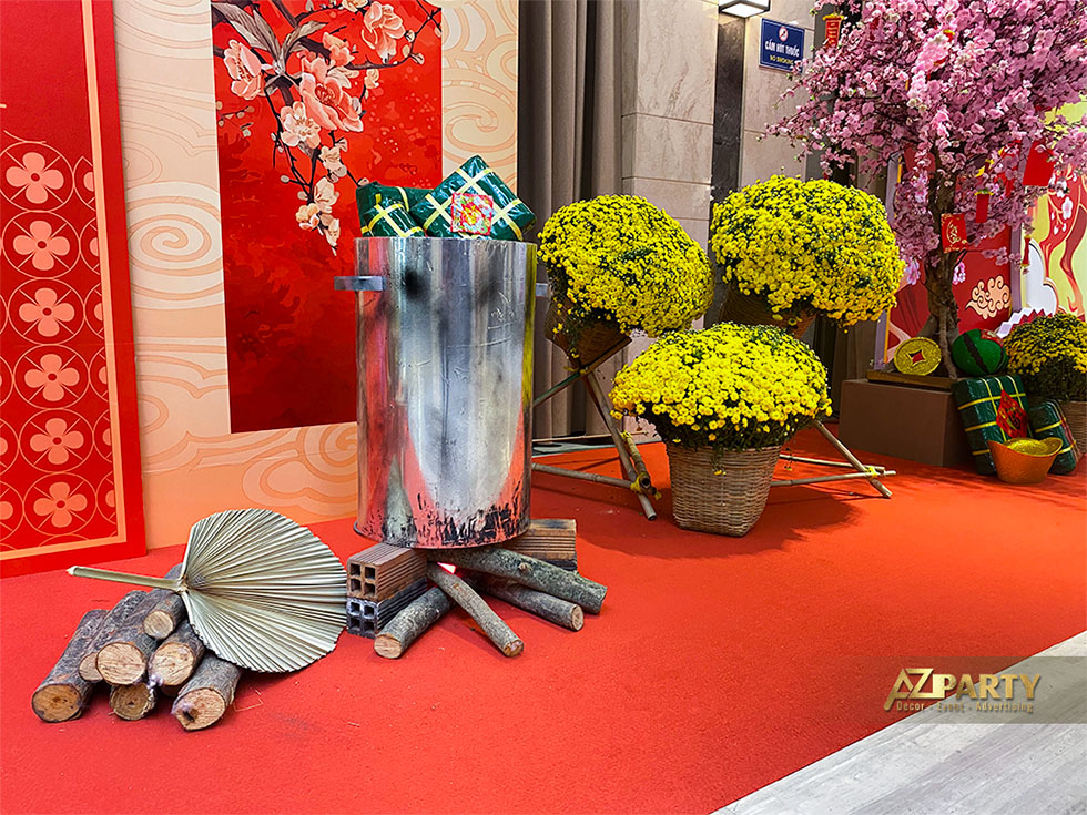 Cận cảnh chi tiết nồi bánh trưng của Booth Tất Niên concept Tết