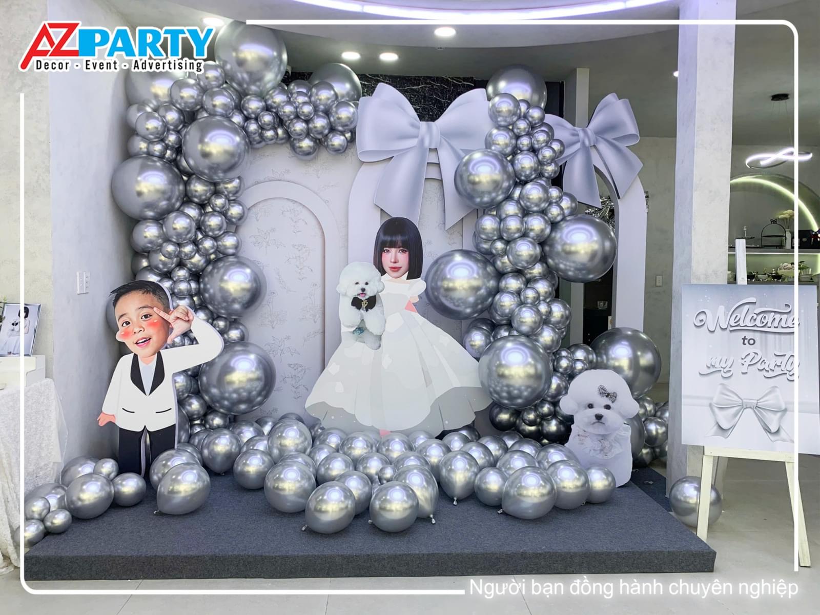 Backdrop sinh nhật nơ xinh