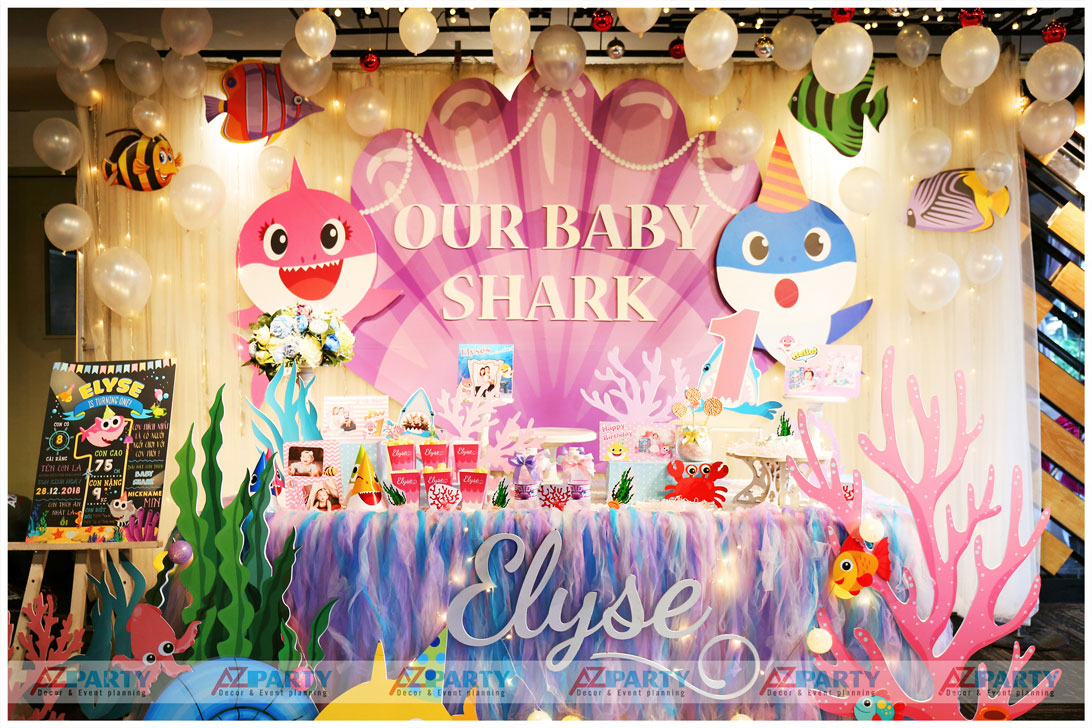 trang trí bàn tiệc sinh nhật- baby shark