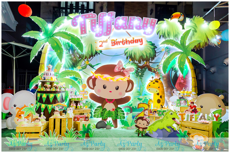 trang trí bàn tiệc sinh nhật- jungle