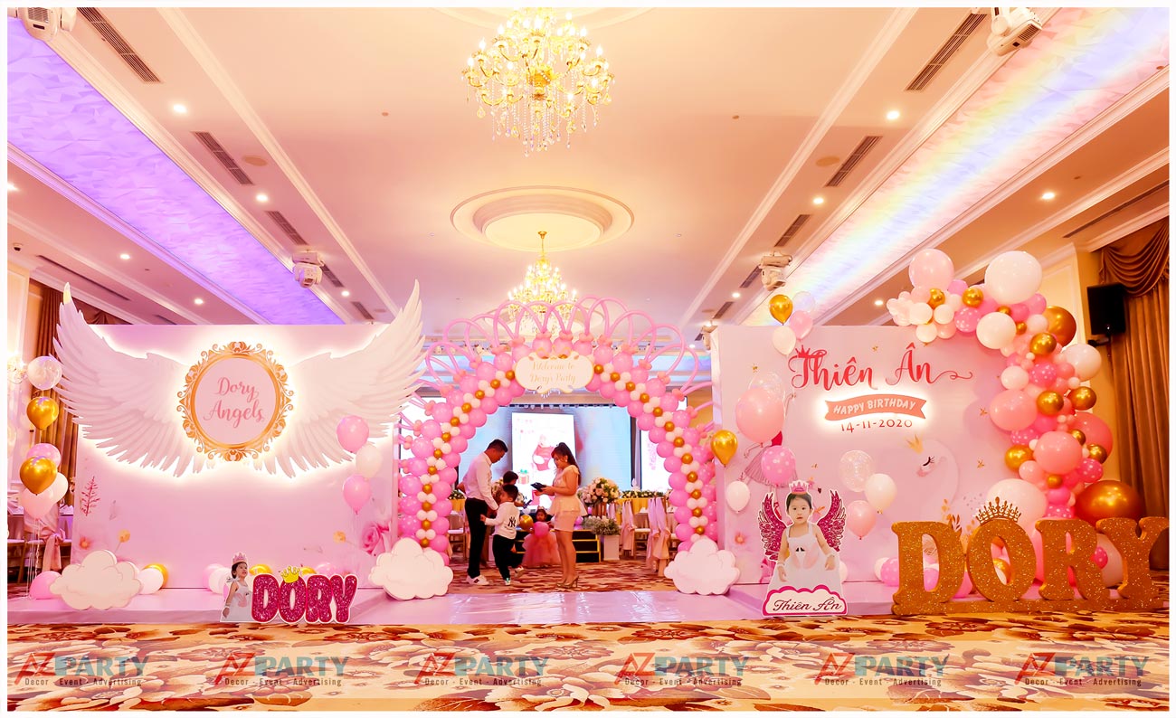 trang trí sinh nhật màu hồng cho bé gái 1
