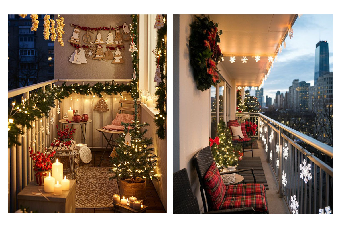 Trang noel góc ban công ấm áp 