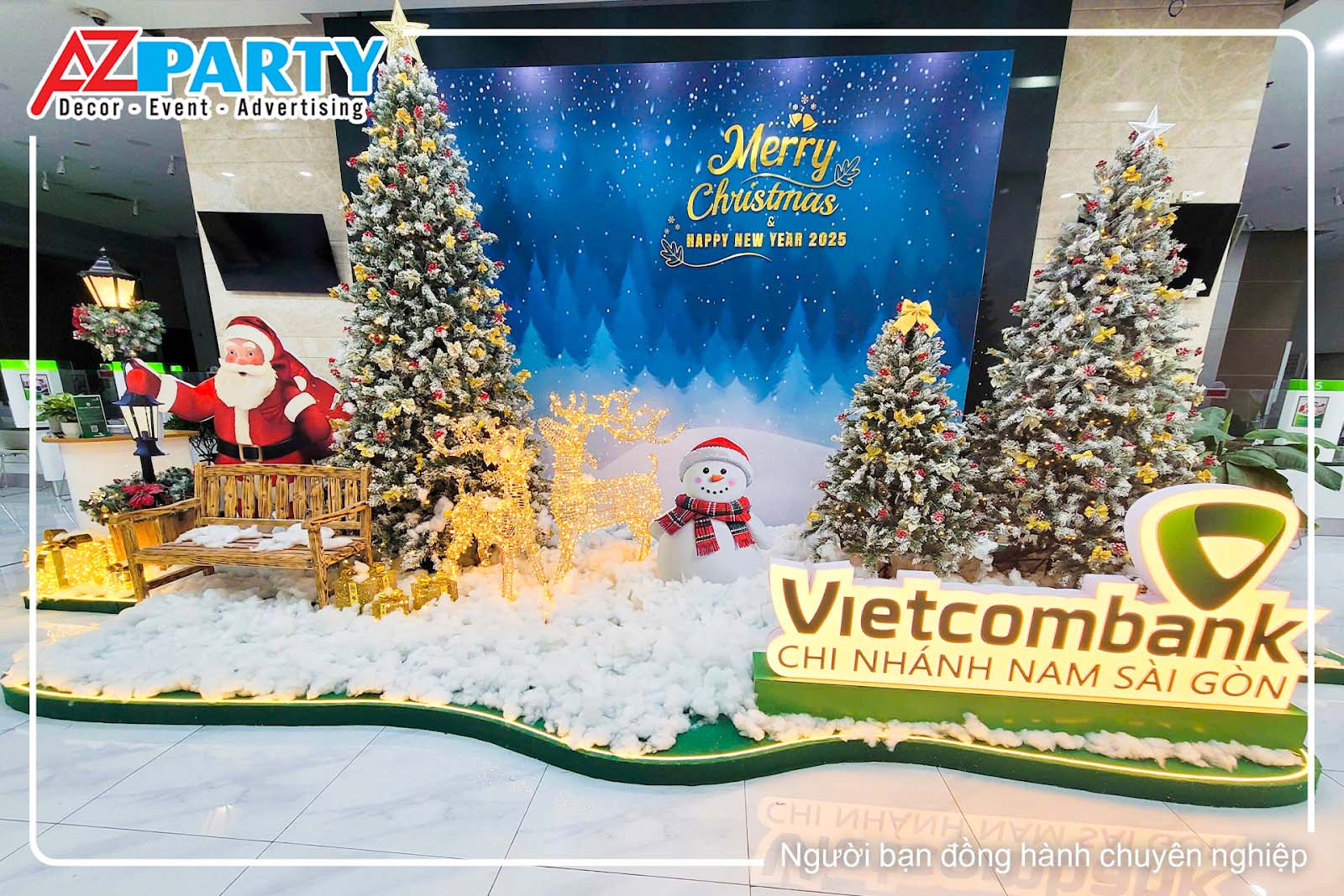 trang trí noel văn phòng Vietcombank