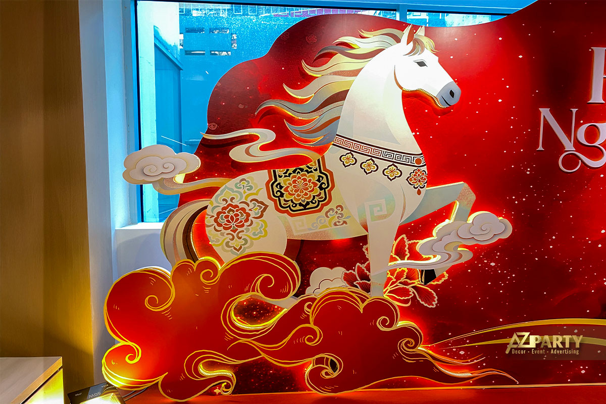 Cận cảnh chi tiết linh vật ngựa đầy oai dũng của tiểu cảnh Tết 2026