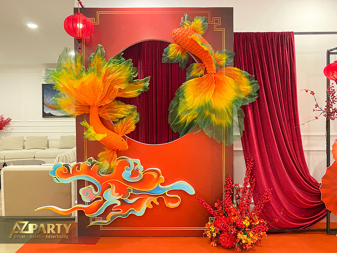 cá chép uốn lượn trang trí Tết